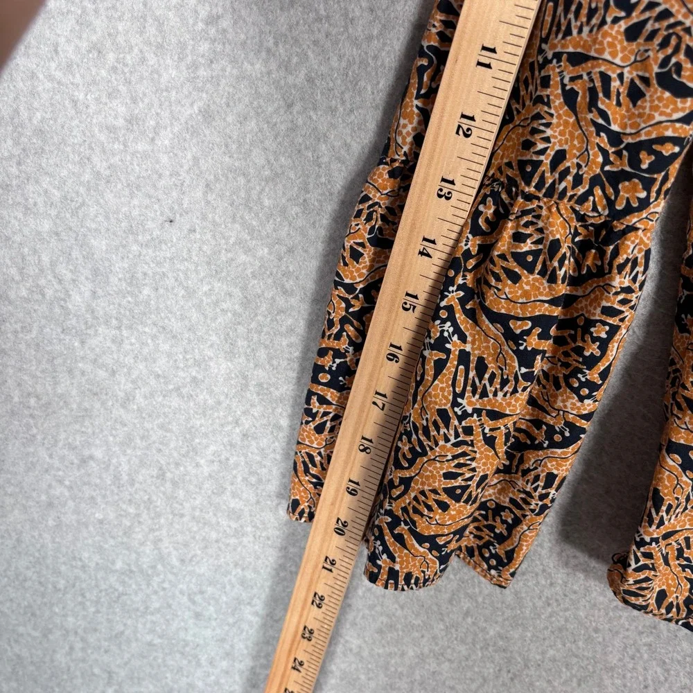 J Crew x Drakes London Blouse Size 6‎ Navy Orange Giraffe Print Popover Safari